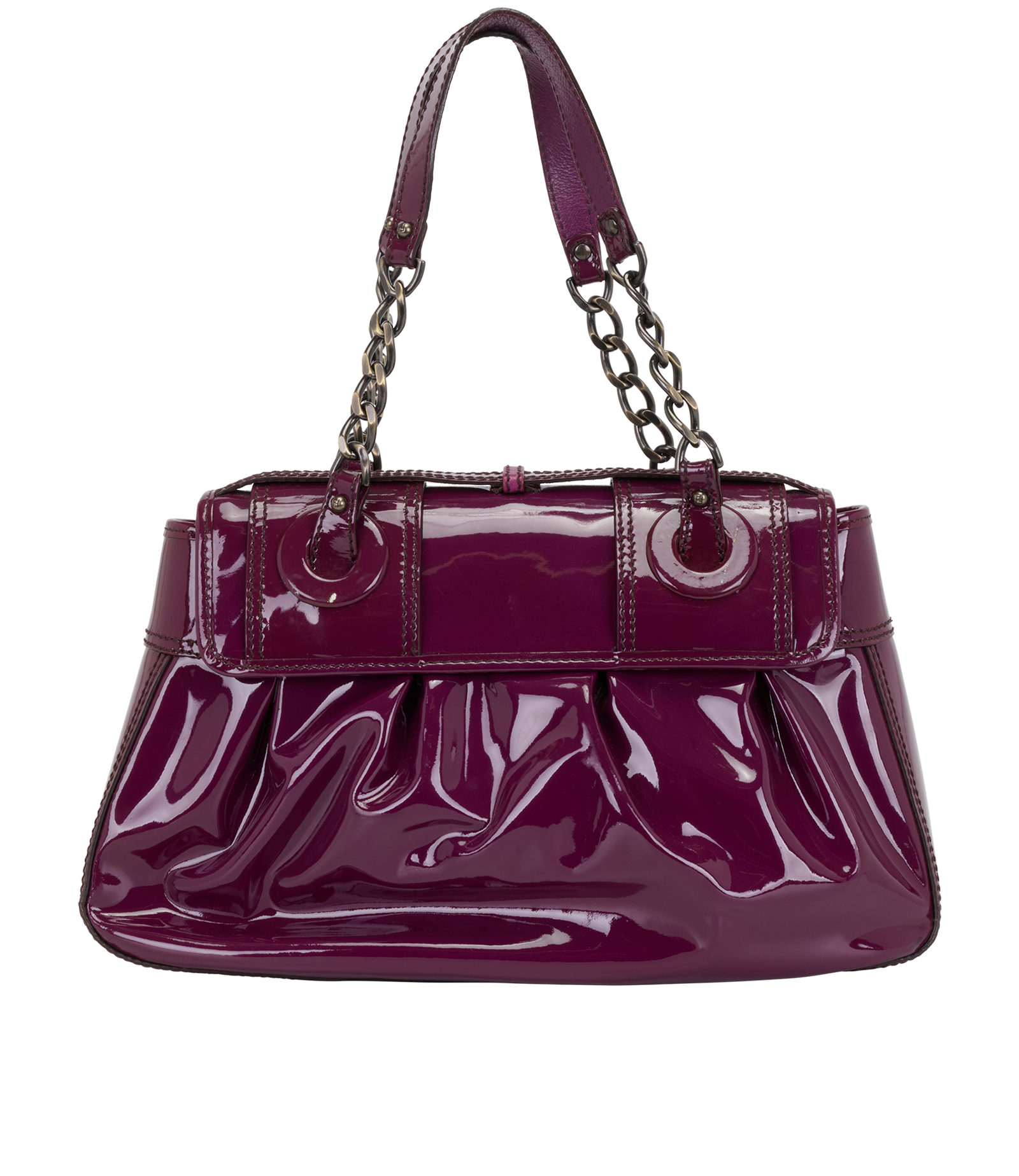 B Bag, &pound;450, Handbags, Purple, Patent Leather, Back view
